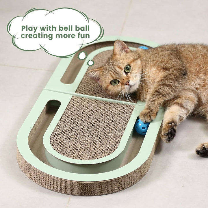 PETTOM Kratzbrett, Kratzbretter Katze mit Trackball, Kratzpappe für Katzen 66 * 30cm, Katzenkratzbre