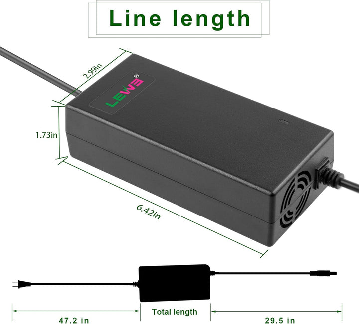 Labtec 54,6V 48V 2A Ladegerät Ladekabel für 48V 2A 13S Li-on Akkus E-Bike Elektrofahrrad Pedelec Hov