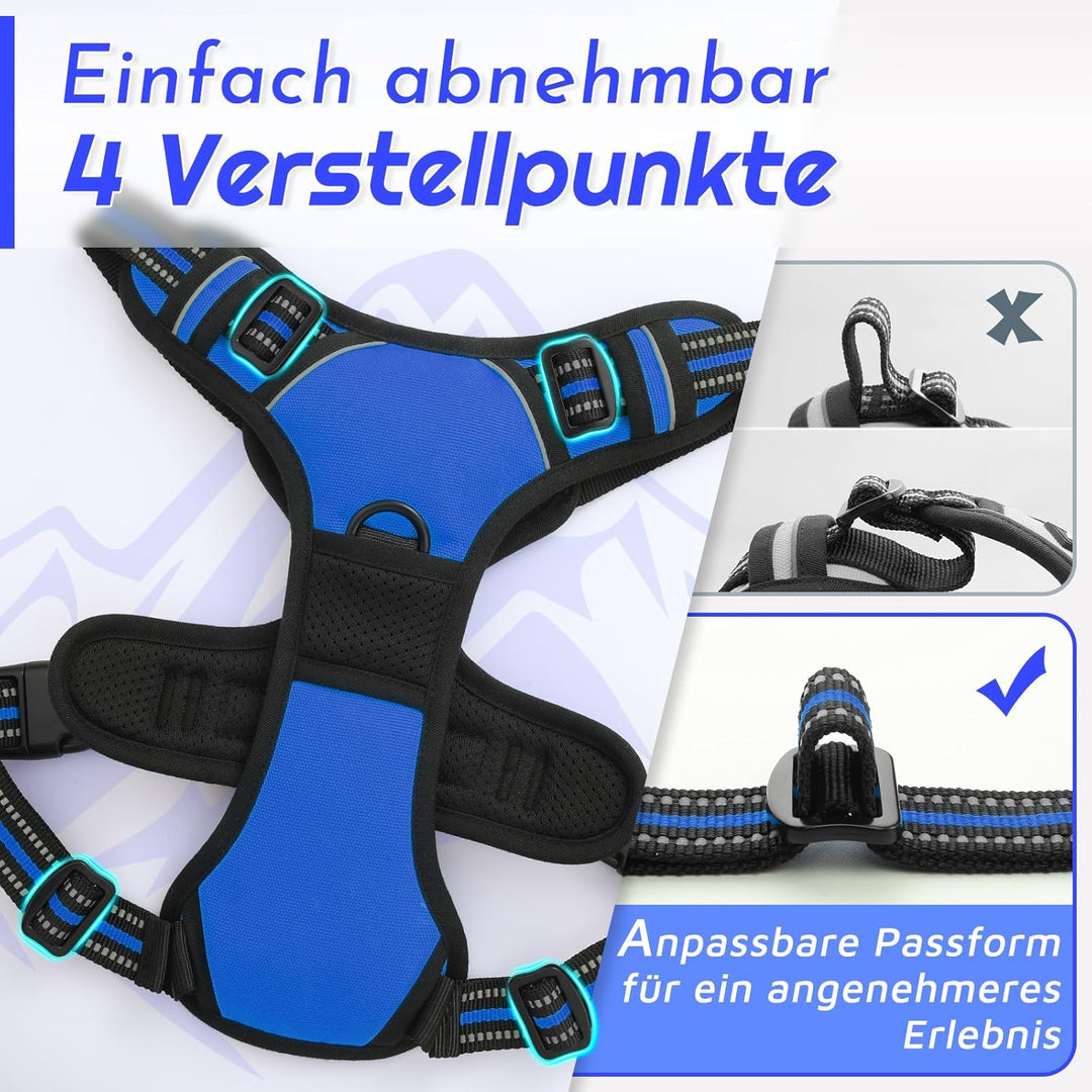 Eagloo Hundegeschirr mittelgrosse Hunde, Anti Zug Hundegeschirr mit Reflexstreifen und Kontrolle, Ve