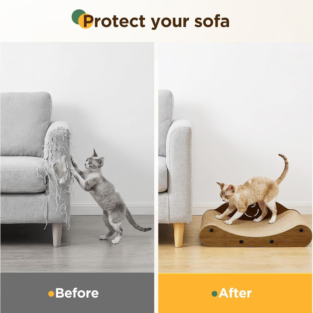Gimars Kratzbrett Katze 43cm, Sofa-förmiges Katzen Kratzsofa aus Hochdichter Wellpappe, Kratzmatte &