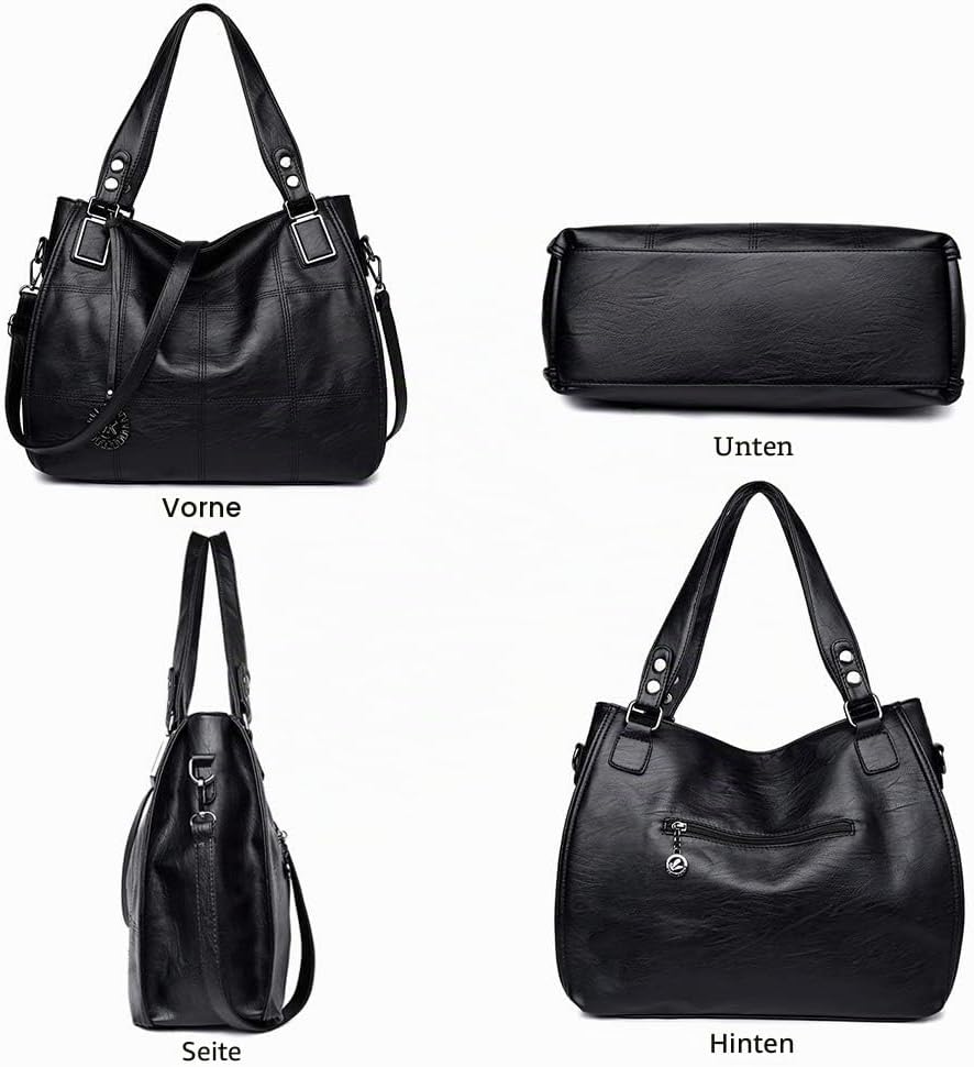 Sacmill Grosse Damenhandtasche PU Leder Schultertasche Taschen Tote Henkeltasche für Frauen Grau, Gr