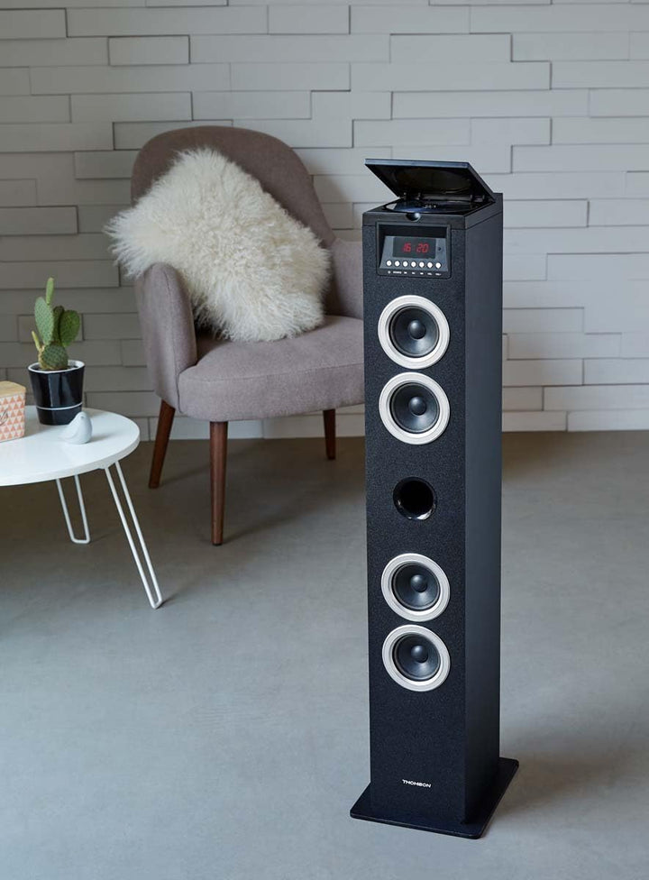 Thomson, Multimedia Tower with CD Player - Zwart Schwarz, Schwarz