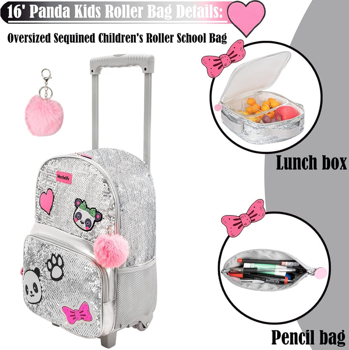 Egchescebo Rucksack Mädchen Schulranzen Trolley Schulrucksack Mädchen Teenager 3PCS 16”Kinder Schult