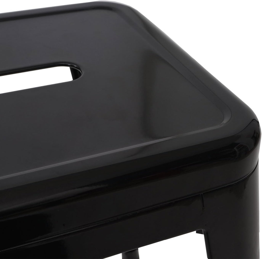 4er-Set Hocker HWC-A73, Metallhocker Sitzhocker, Metall Industriedesign stapelbar - schwarz, Schwarz