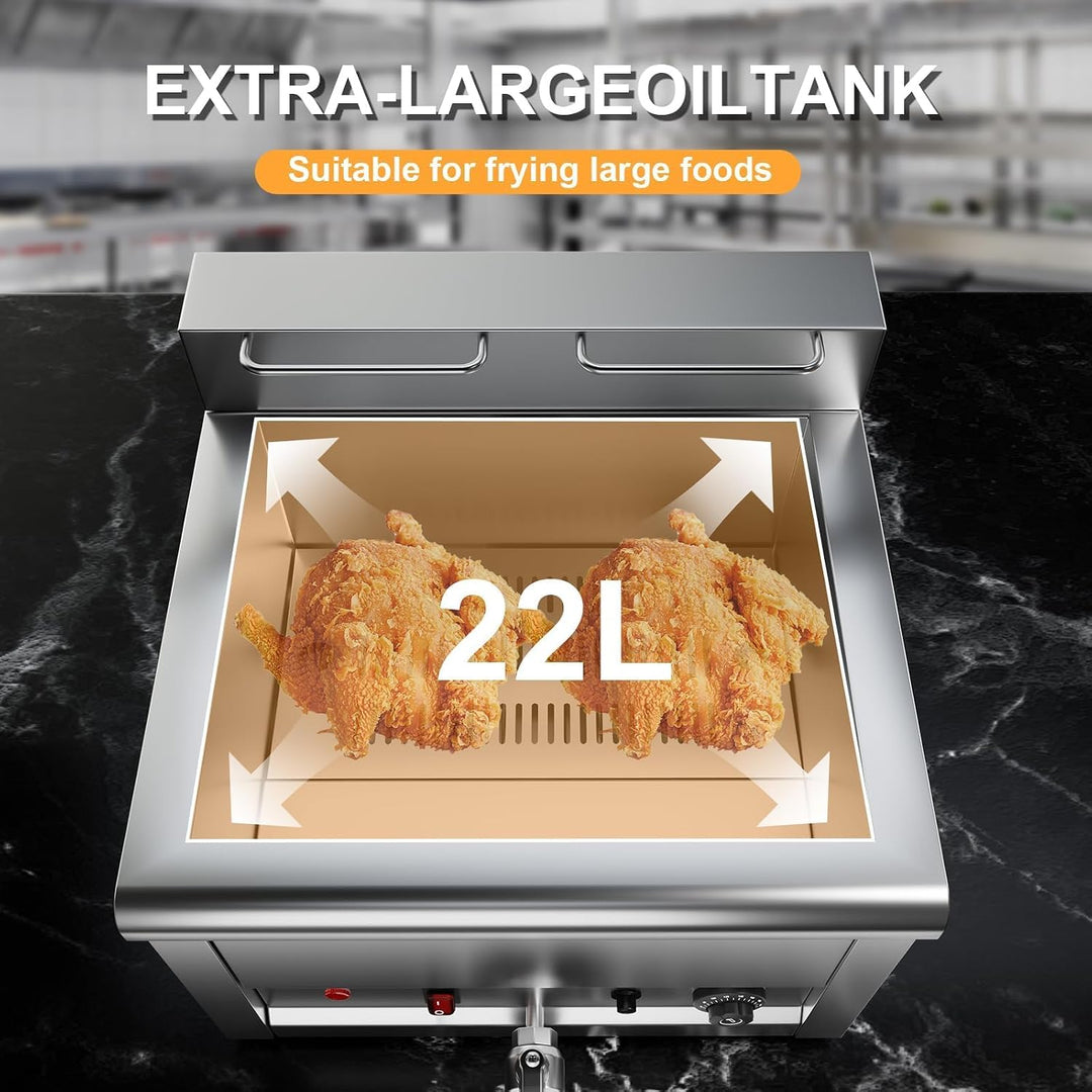 TAIMIKO Kommerzielle elektrische Fritteuse, 22 l, 5000 W, grosser Tank, elektrische Fritteuse mit Ed