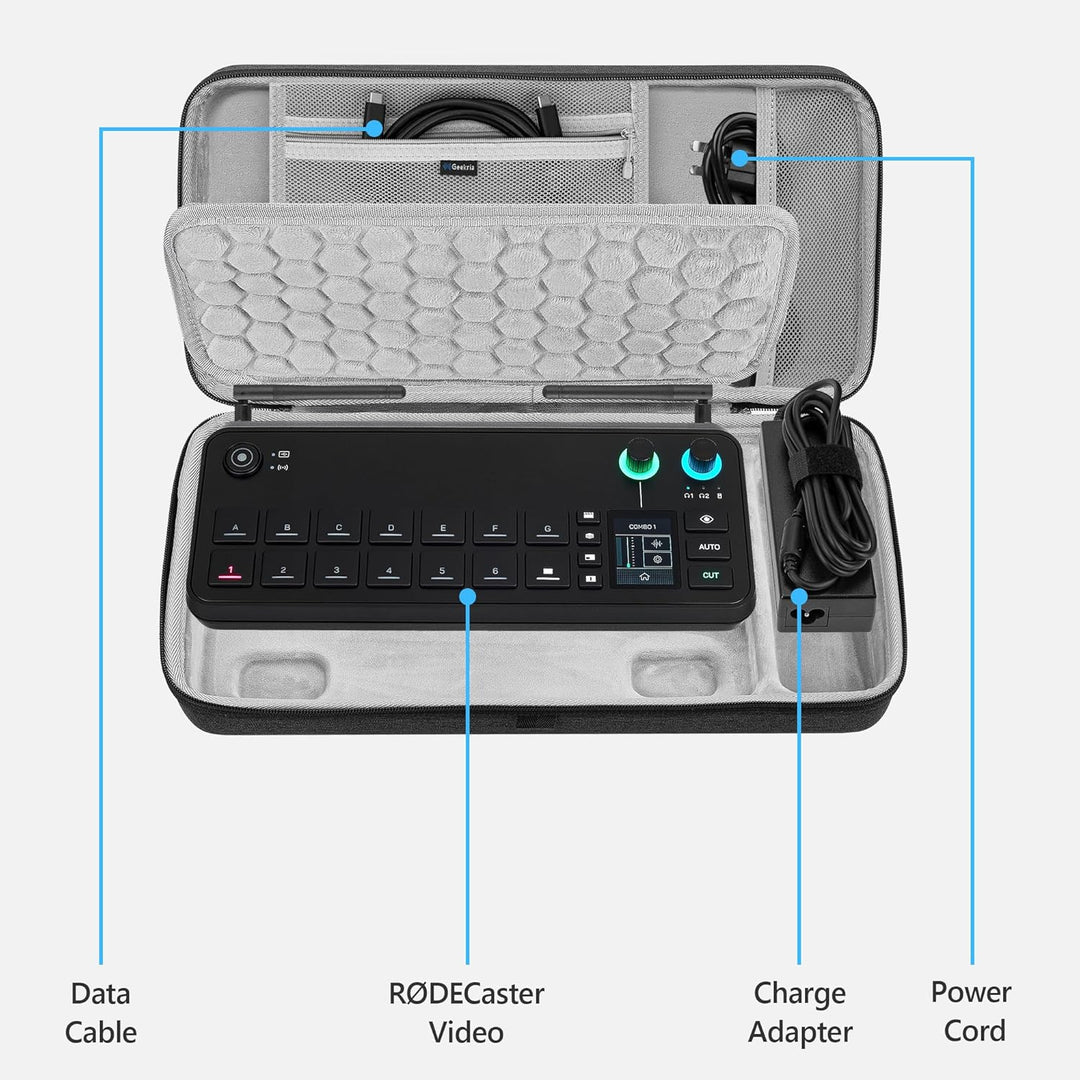 Geekria Tragetasche für Audio-Schnittstelle, kompatibel mit RØDE RØDECaster Video, EVA-Hartschale, t
