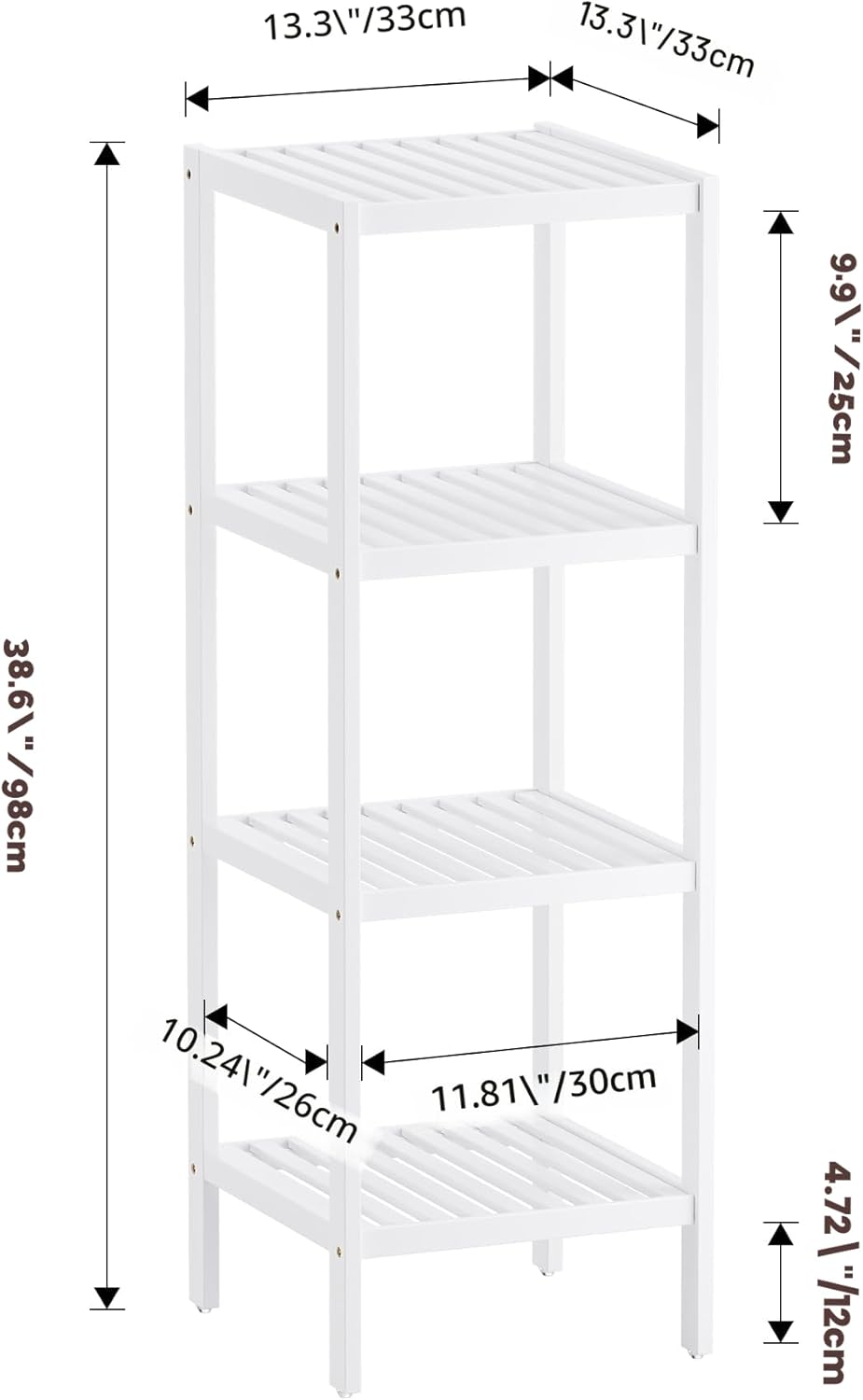 SMIBUY Badezimmer-Aufbewahrungsregal, 4 Ebenen, Bambusregal, Organizer, multifunktionales Regal für