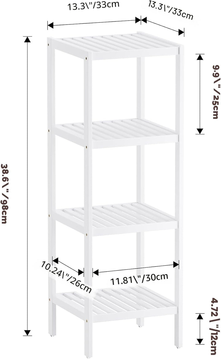 SMIBUY Badezimmer-Aufbewahrungsregal, 4 Ebenen, Bambusregal, Organizer, multifunktionales Regal für