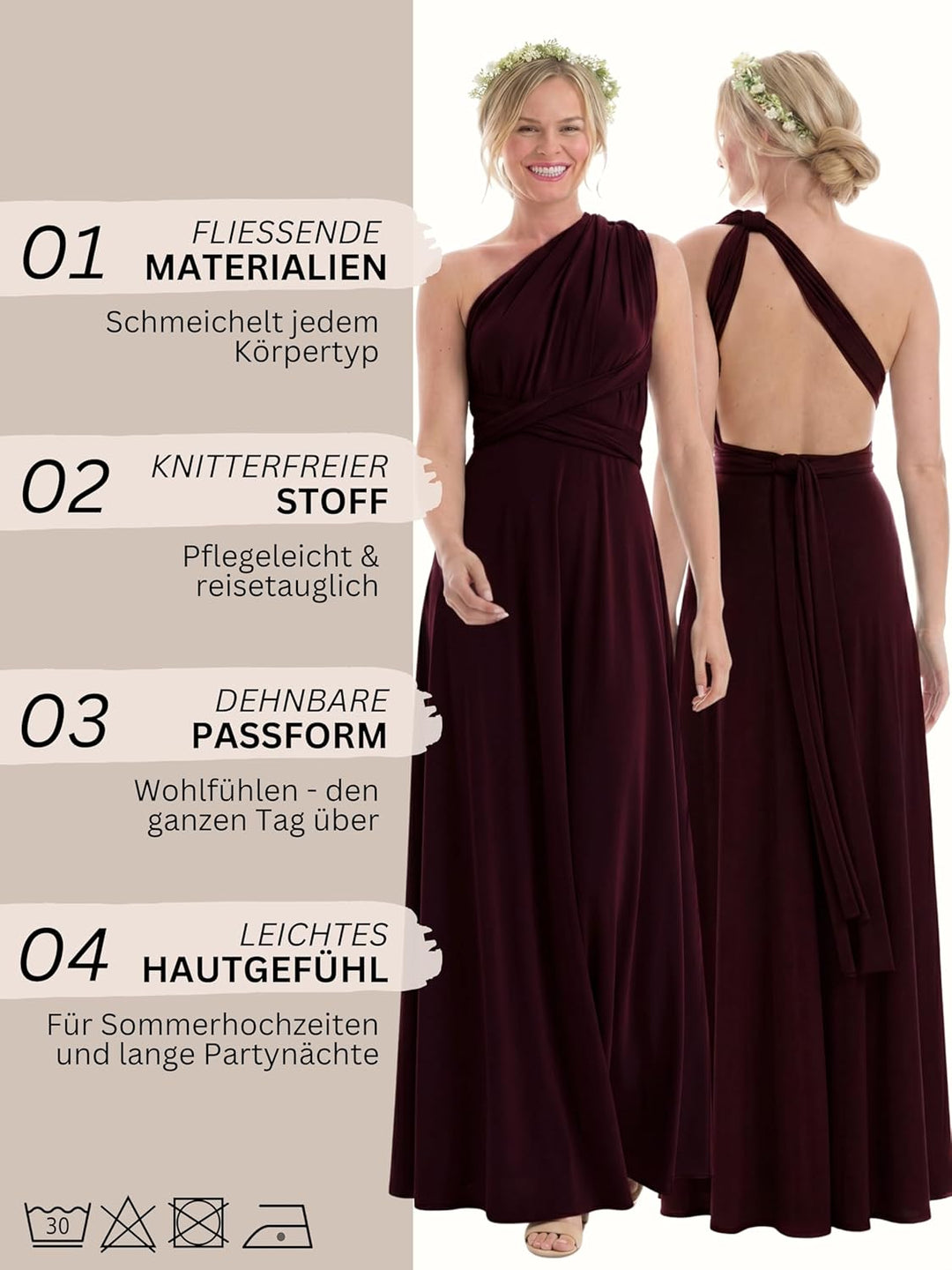 Juvell Brautjungfernkleider lang - Infinity Dress Maxi - Abendkleider elegant-festlich - Multiway-Wi