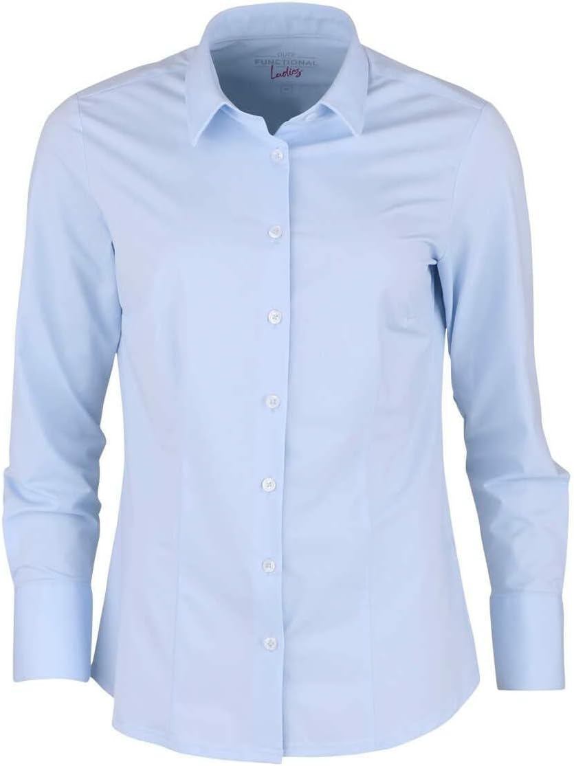 Pure Slim Functional Bluse Hemdenkragen hellblau M Hellblau, M Hellblau