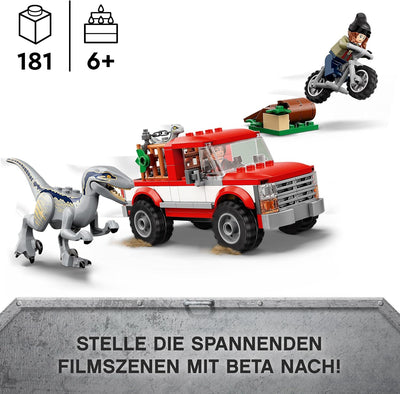 LEGO Jurassic World Blue & Beta in der Velociraptor-Falle, Spielzeugauto mit Dinosaurier Figuren, Ge