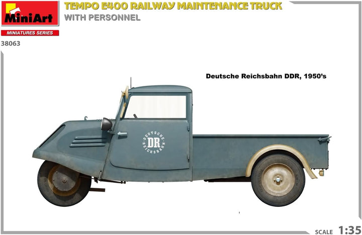 Mini Art 38063 1:35 Tempo E400 Bahndiesnstwagen (4)-originalgetreue Nachbildung, Modellbau, Plastik