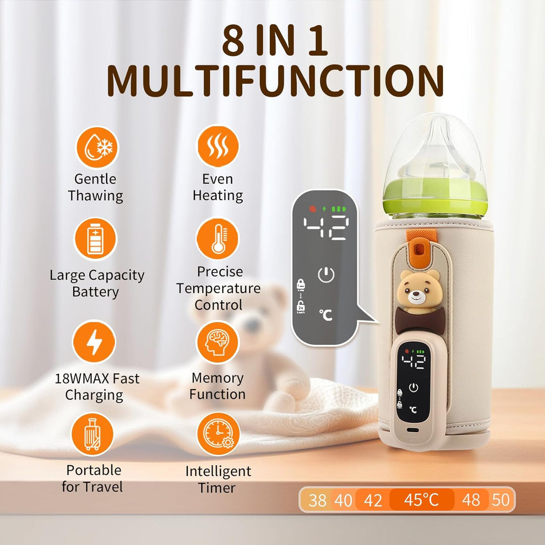 Tragbarer Flaschenwärmer für Unterwegs, Babyflaschenwärmer für Muttermilch & Pre-Nahrung, Milchwärme