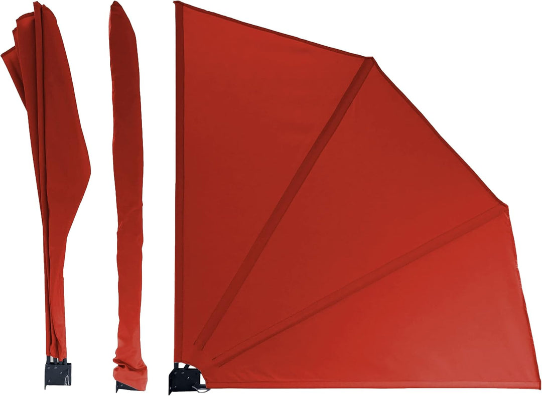 QUICK STAR 2 Stück Balkonfächer 115 x 115 cm Rotorange, Easy Mount Wandplatte, Balkon Sichtschutz Fä