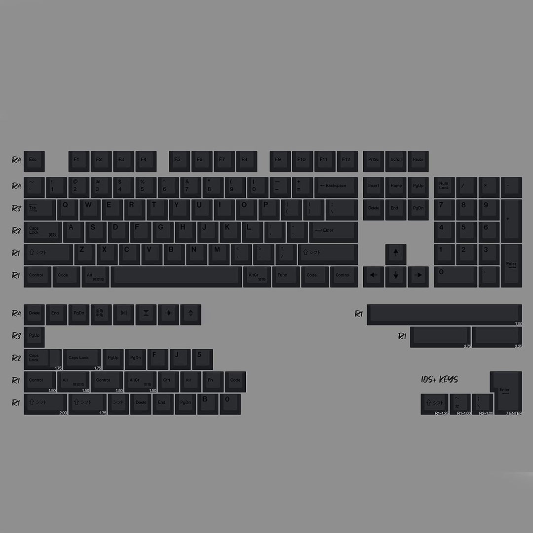 PBT Gray Keycaps Set 144 Tasten Cherry Profile DYE-Sub Custom ISO ANSI Keycaps für 61 64 87 104 108