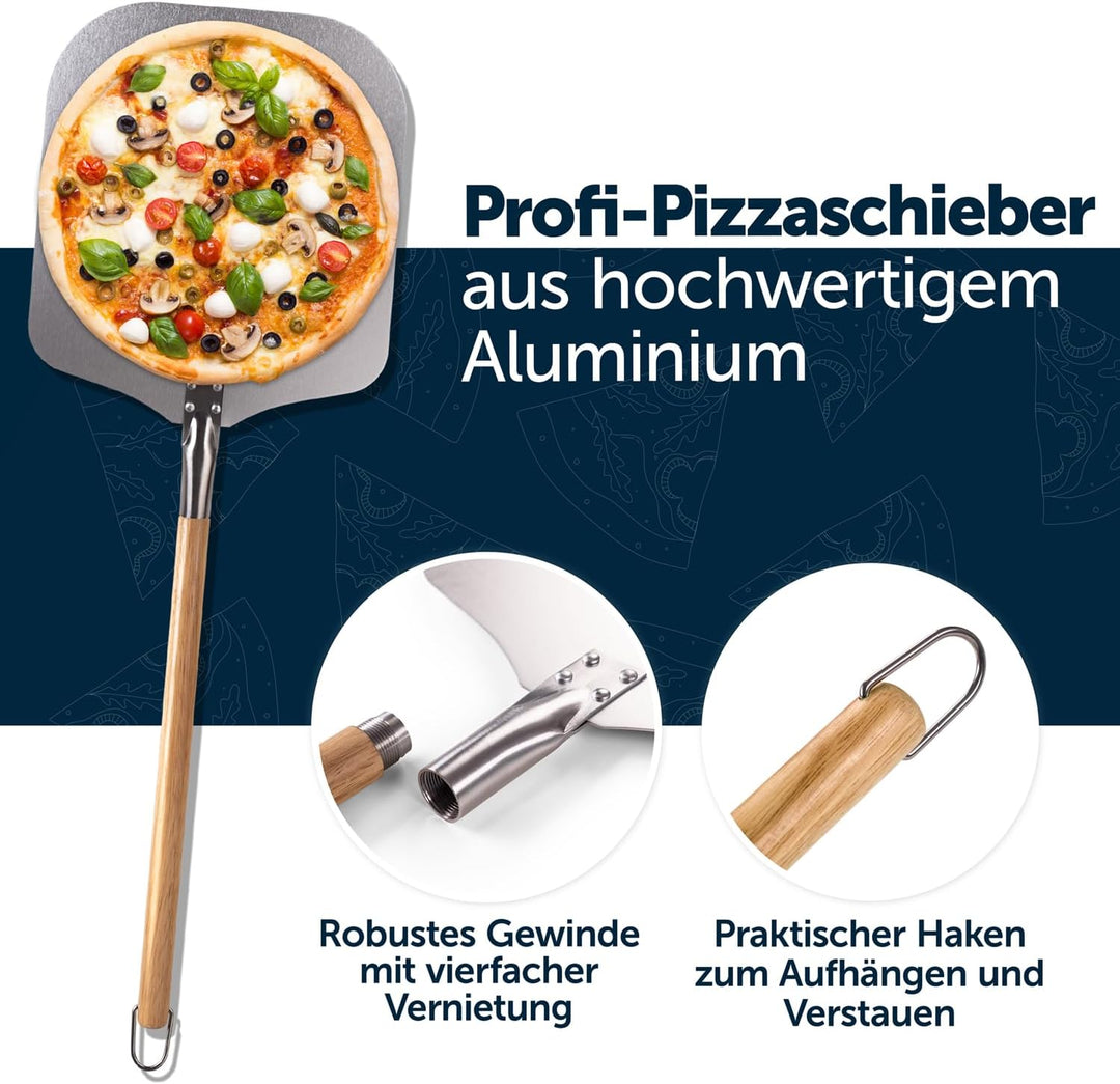 Blumtal Pizzaschieber mit grosser Fläche und abnehmbaren Griff - 30,5cm x 30,5cm Pizzaschaufel Alumi