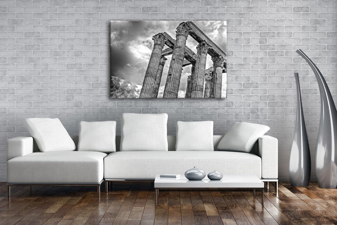 deyoli Eindrucksvoller Tempel in Athen Format: 80x60 Effekt: Schwarz/Weiss als Leinwandbild, Motiv f