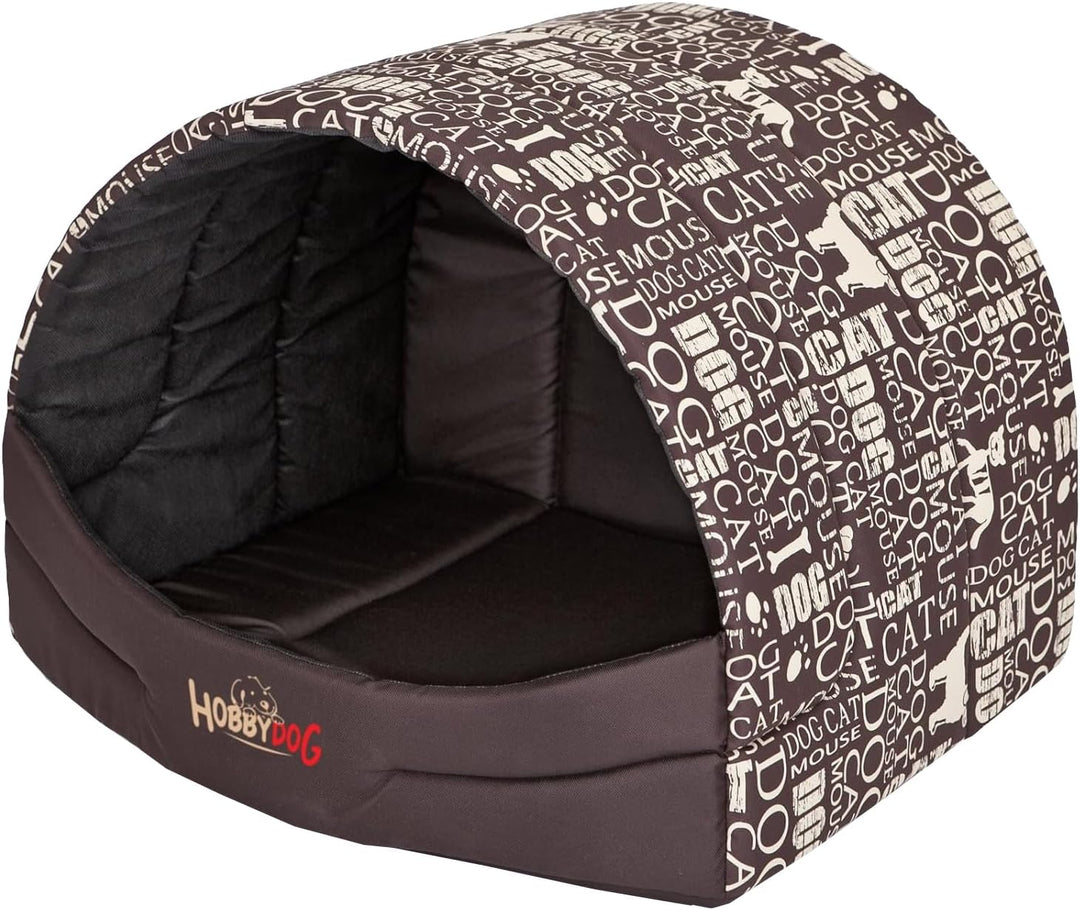 Hobbydog R3 Busnap1 Hundehütte Souffleur, Grösse 3, 55x43cm Braun Mit Wörter, L, Braun Mit Wörter BR