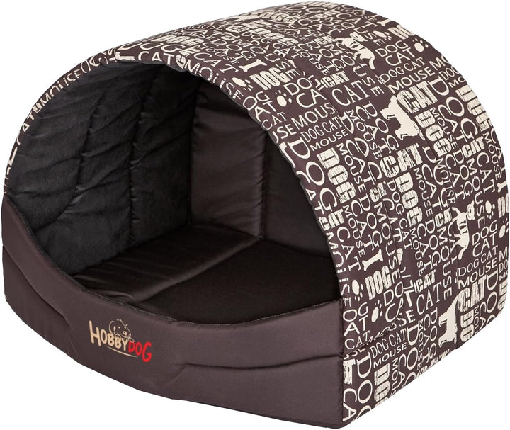 Hobbydog R3 Busnap1 Hundehütte Souffleur, Grösse 3, 55x43cm Braun Mit Wörter, L, Braun Mit Wörter BR