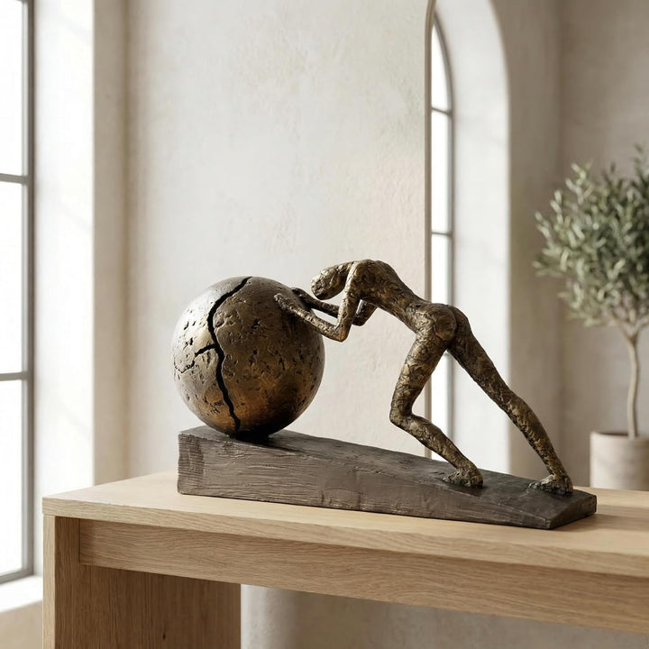 Casablanca - Skulptur Heavy Ball - Poly - Bronzefinish - Schwarzer Base - Höhe 21,5 cm - Länge 37 cm