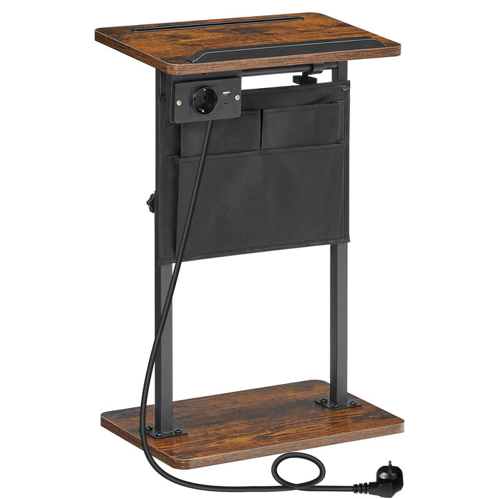 HOOBRO Höhenverstellbarer Beistelltisch (50,5 cm und 75,5 cm), Sofatisch, Couchtisch mit Ladestation