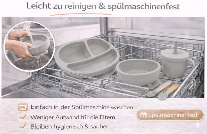 Eliano Sicheres & Rutschfestes Silikon Baby-Geschirrset - 6-teilig | Perfekt für die Beikosteinführu
