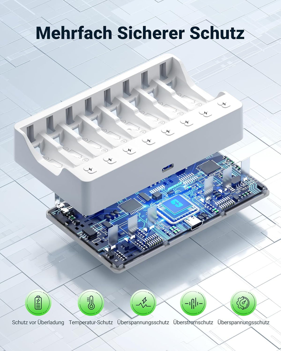 EBL Akku ladegerät mit 8*AA 2800mAh Schnell Akkuladegerät für 8X NiMH AA/AAA Akkus &amp; wiederaufladbar