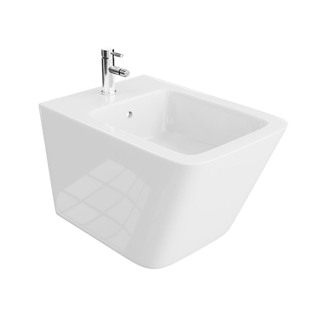 LAVITA Universal Wand-Bidet Lago mit Hahnloch und Überlaufschutz aus Keramik Sitzwaschbecken zur Mon