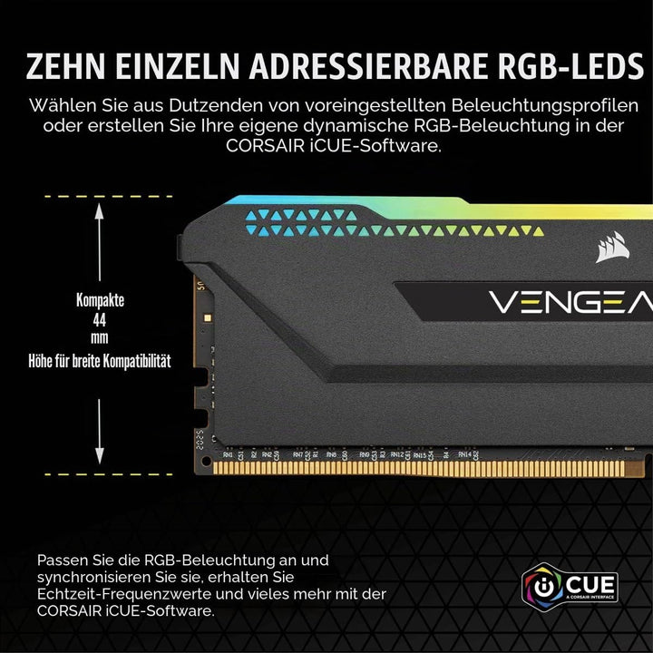 Corsair VENGEANCE RGB PRO SL 32GB (2x16GB) DDR4 3200 (PC4-25600) C16 1.35V Desktop Memory - Schwarz