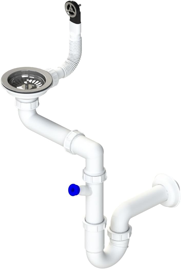 GRANMASTER Siphon Küchenspüle Manuelle 1-Kammer Raumsparsiphon - Syphon - Ablaufgarnitur für Spüle -