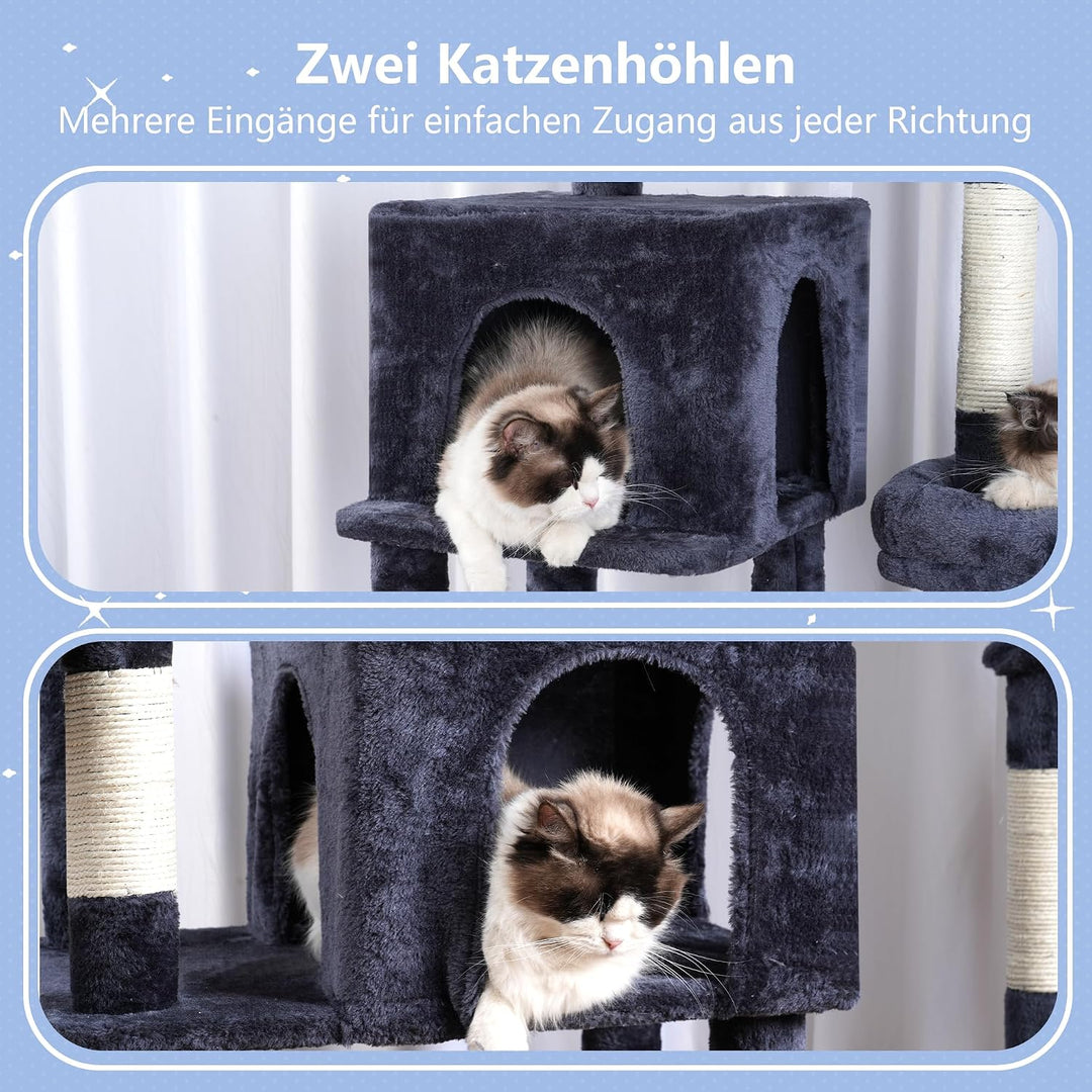 Hey-brother XXL Kratzbaum für gross Katzen, 180 cm hoch Stabil Katzenbaum mit rechts erweitert mit 3