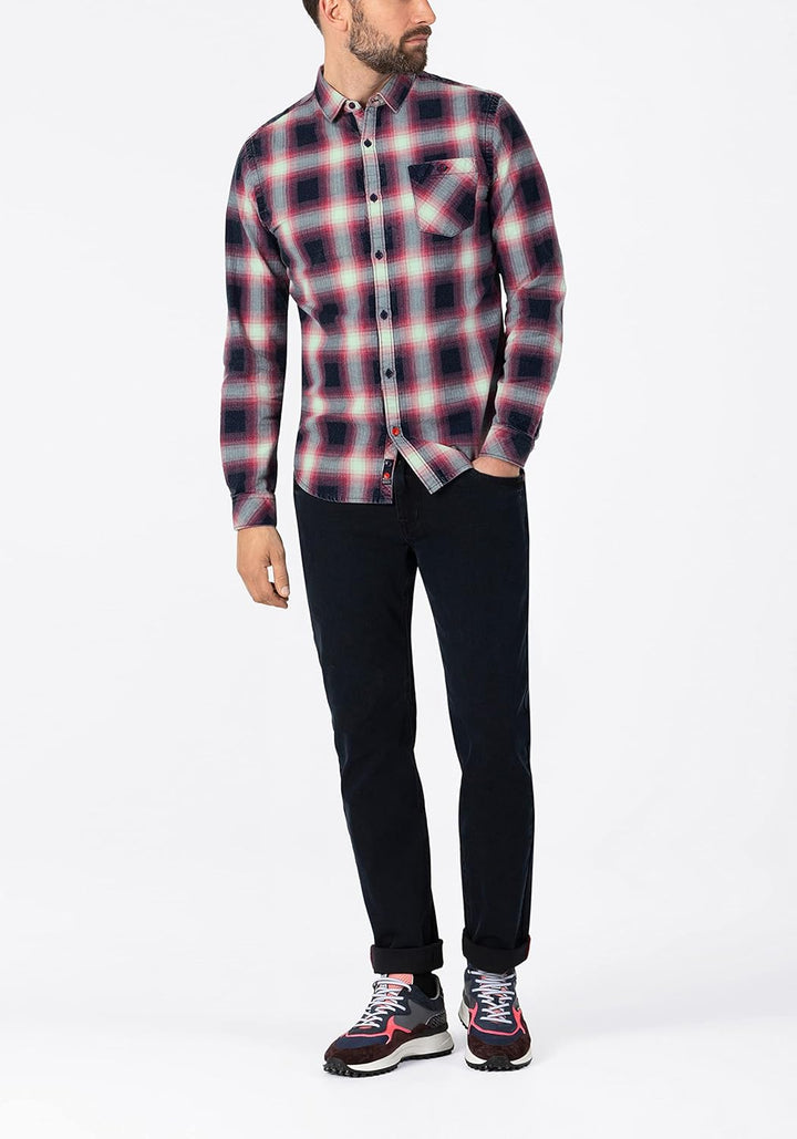 Timezone Herren Effect Weave Check Shirt Hemd M Chili Red Microcheck, M Chili Red Microcheck