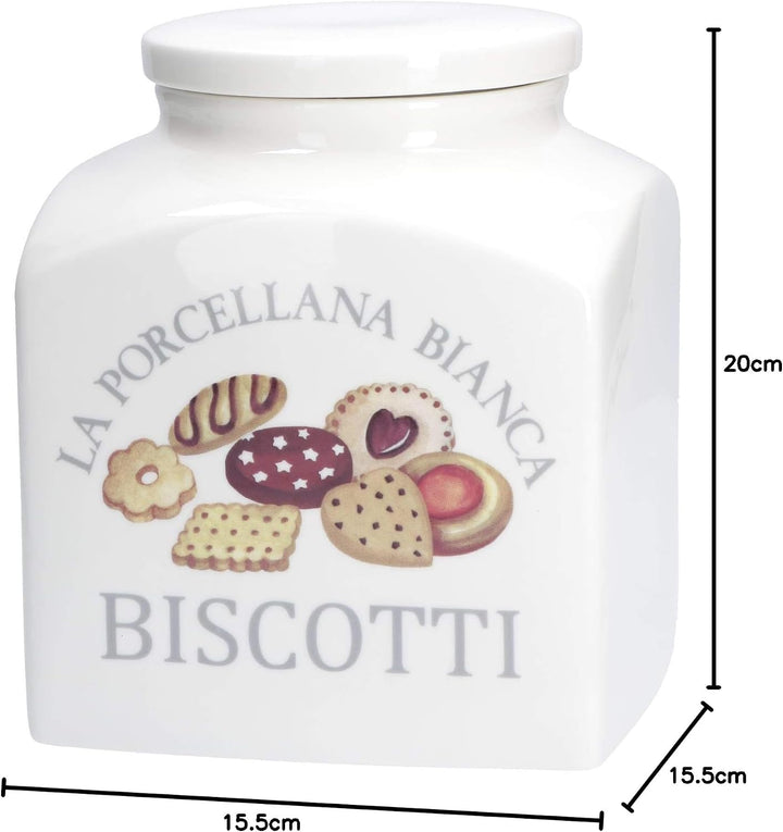 LA PORCELLANA BIANCA Dekorative Keksdose mit Deckel aus Porzellan 3,5l Plätzchendose Gebäckdose Aufb