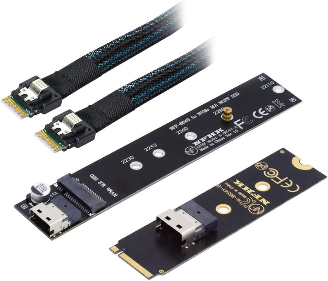 NFHK NGFF M-Key NVME Stecker auf Buchse Verlängerungskabel 40cm mit SFF-8654 Stecker für Mainboard S