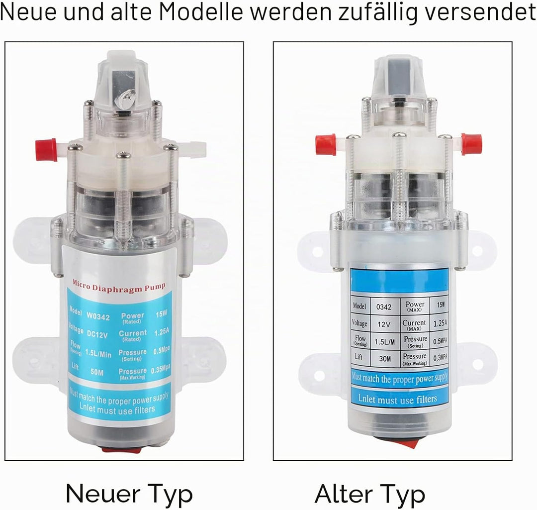 Membranpumpe, 12 V 15 W, leise Wasserpumpe für Lebensmittel, Mikromembranpumpe DC selbstansaugend 0,