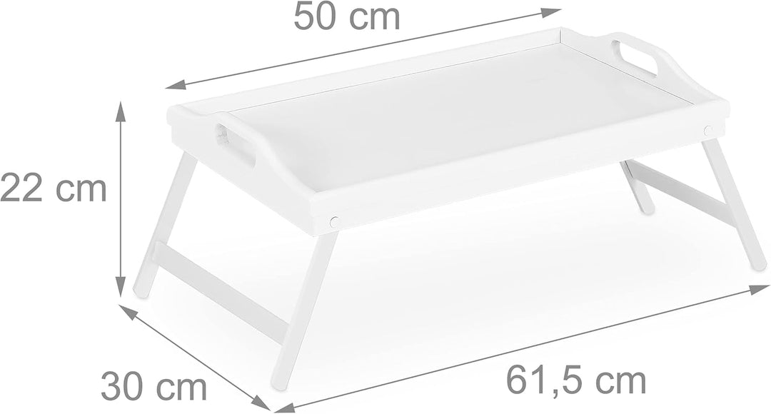 2 x Betttablett Bambus, klappbar, mit Griffen, erhöhter Rand, zum Frühstücken & Servieren, HBT 22x61