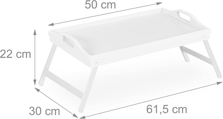Relaxdays Betttablett Bambus, klappbar, mit Griffen, erhöhter Rand, zum Frühstücken & Servieren, HBT