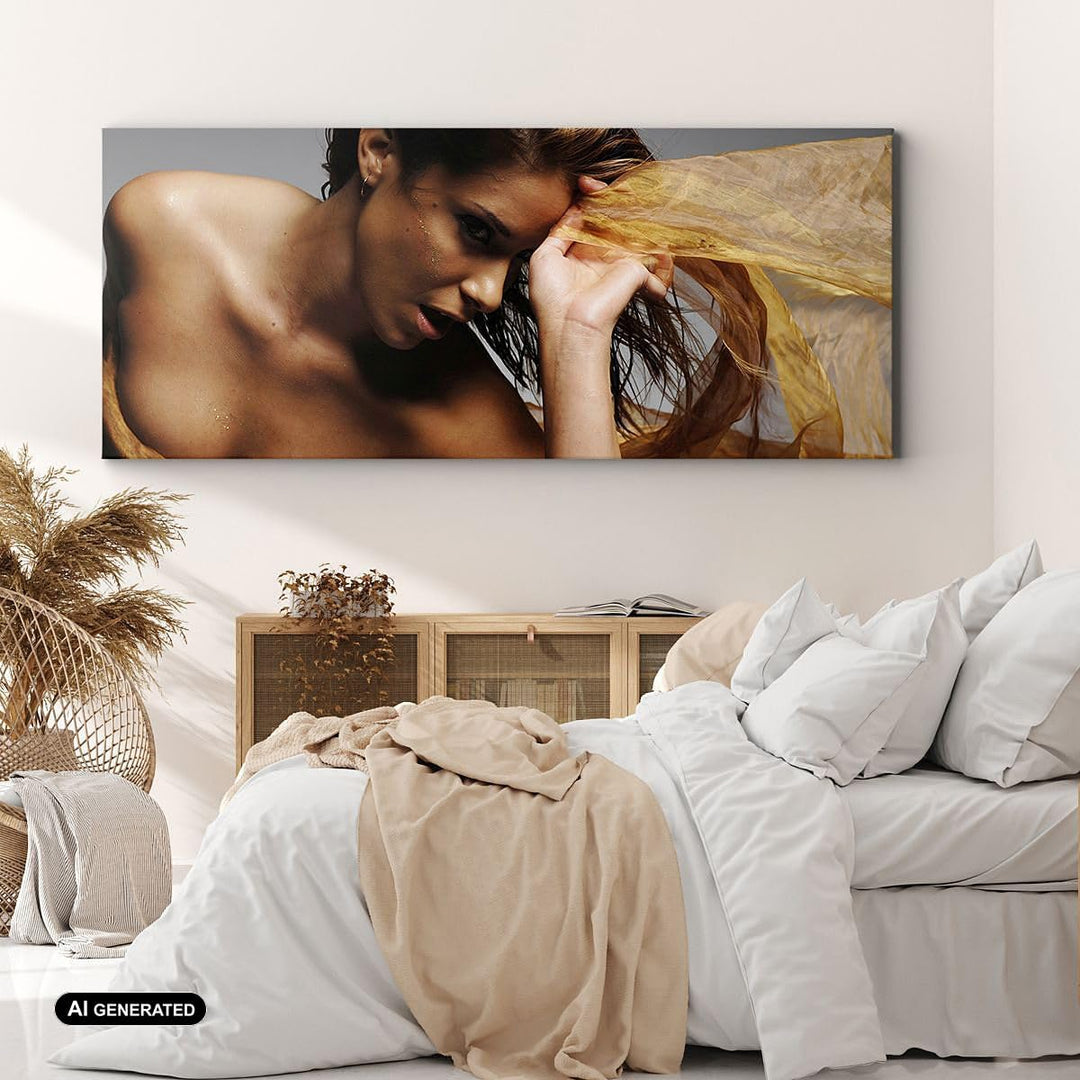 Panorama Bilder auf Leinwand Frau Pose Tanzen Leinwandbild mit Rahmen 90x30cm Wandbilder Dekoration