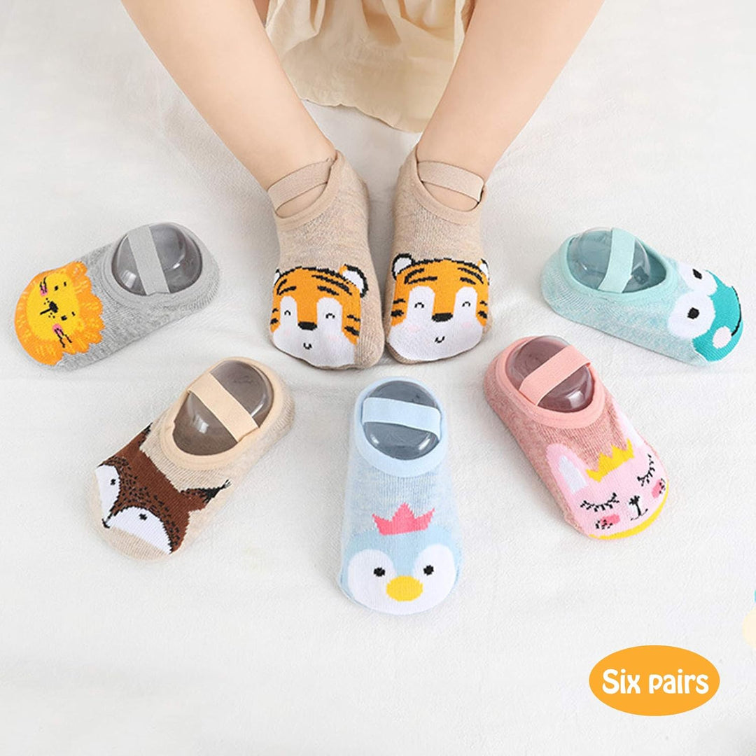 Balakaka Baby Socken, 6 Paar Niedliche Antirutsch Kindersocken Knöchelsocken Baumwollsocken, Cartoon