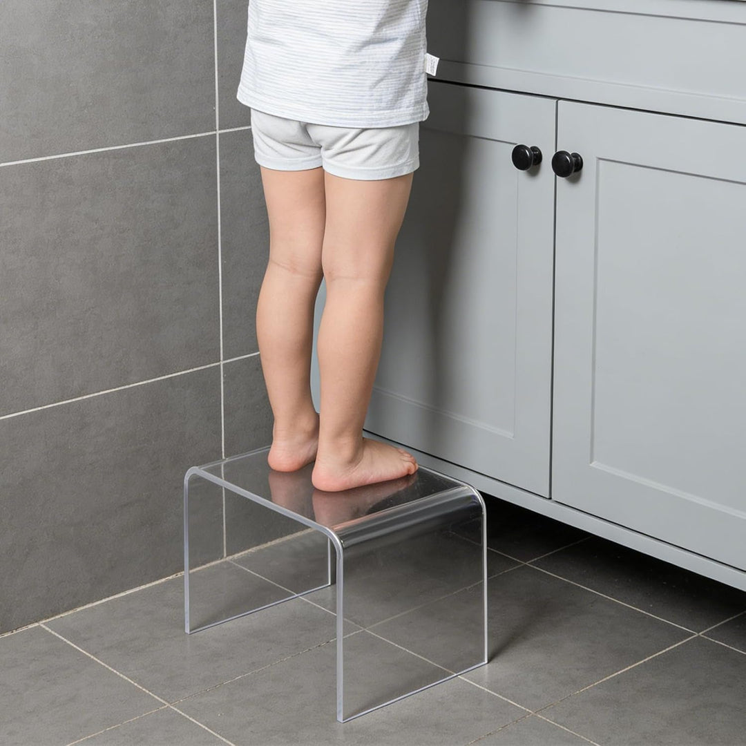 Tritthocker aus Acryl Hocker, 32×23×23cm Duschhocker aus Acryl Badhocker, Tritthocker für Kinder, bi