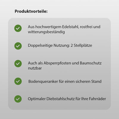 2x TRUTZHOLM Fahrradanlehnbügel Fahrradständer Anlehnständer aus Edelstahl 117 x 80 cm zum Einbetoni