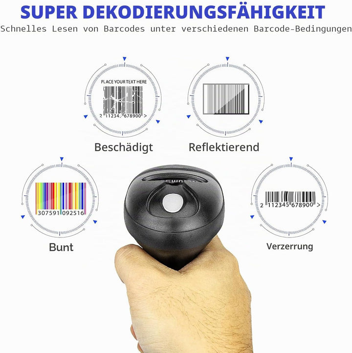 NetumScan Kabelloser CCD Barcode-Scanner, USB, automatischer Barcode-Leser, kompatibel für PC, Mac-