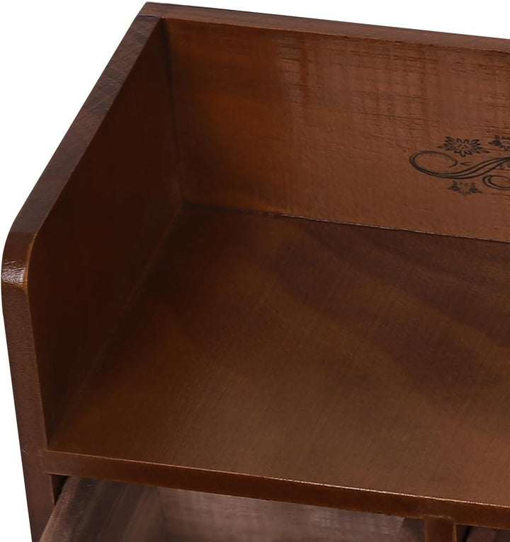 Schreibtisch Organizer Schubladenbox Holz Vintage 38.5*14.5*18.5cm Aufbewahrungsbox Mit 3 Schubladen