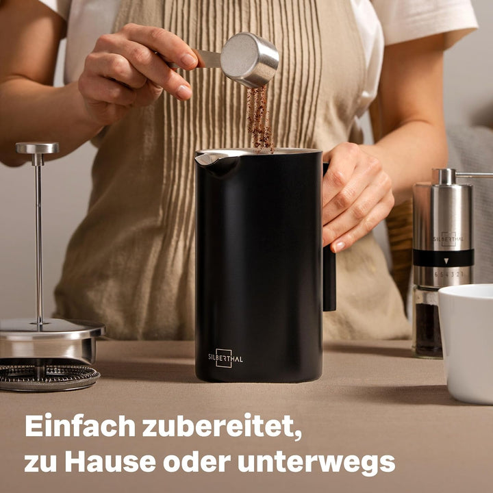 SILBERTHAL French Press Kaffeebereiter 1 Liter - Edelstahl - Doppelwandig Isolierte Kaffeepresse - f