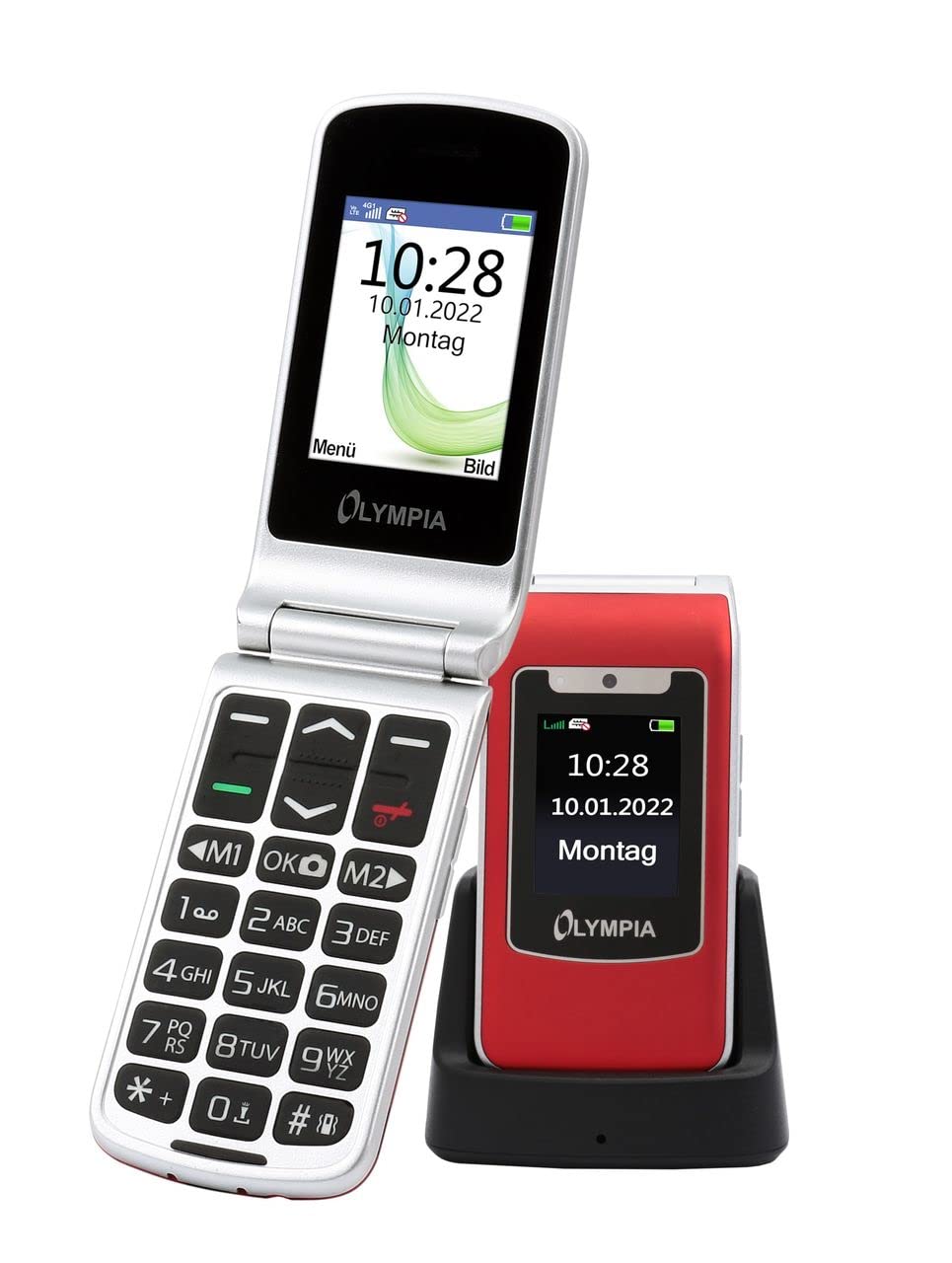 Olympia Style Duo 4G Senioren Mobiltelefon grosse Tasten Klapphandy rot