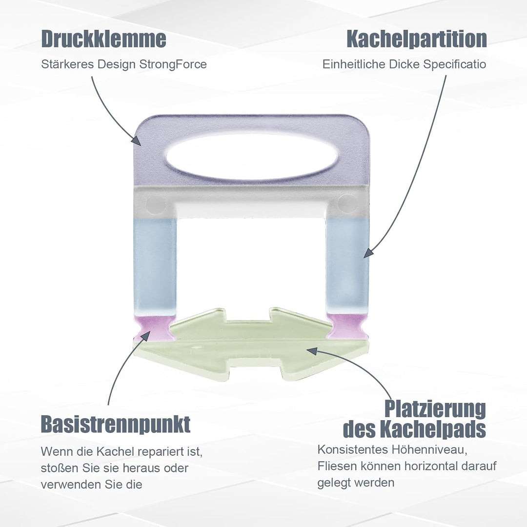 300 Stück Standard Laschen Fugenbreite 1mm, Nivelliersystem Fliesen Nivellierhilfe Zuglaschen Fugenb