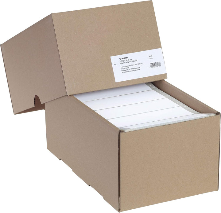 HERMA 8293 Computeretiketten endlos perforiert, 147,32 x 48,4 mm, 1-bahnig, 6000 Aufkleber, selbstkl