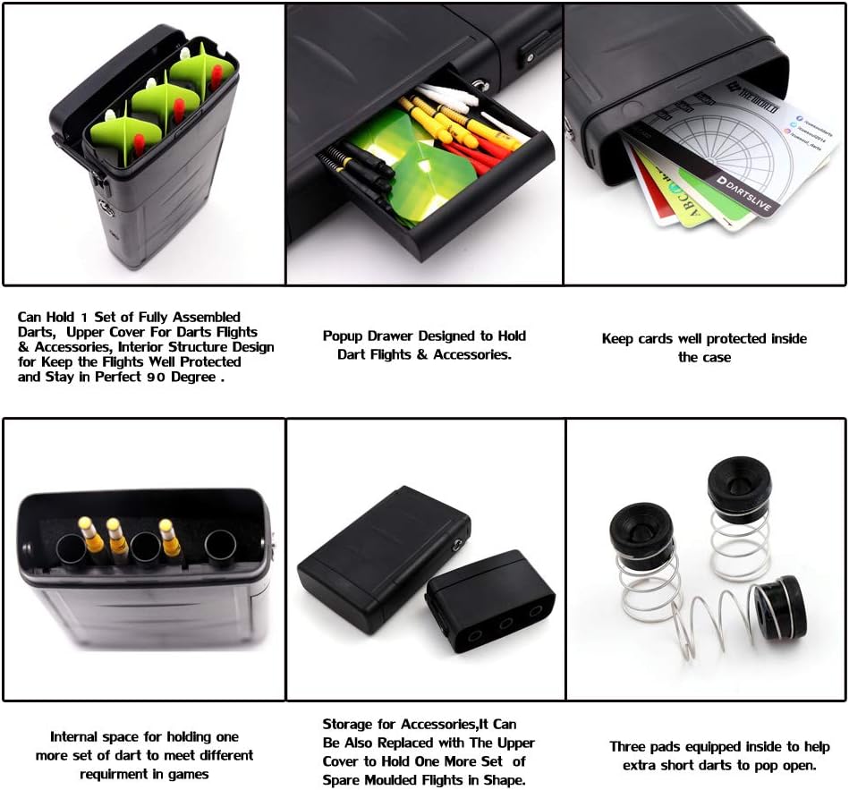 CUESOUL ANTIE Hard Dart Case für 6 Steel Tip Darts/Soft Tip Darts and Extra Dart Tips, Shafts and Fl
