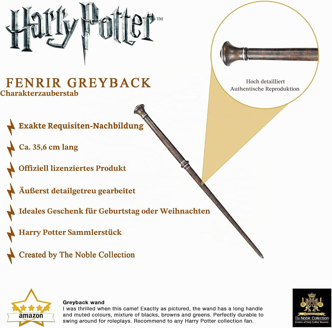 The Noble Collection - Fenrir Greyback Character Wand - 14in (35cm) Wizarding World Wand with Name T