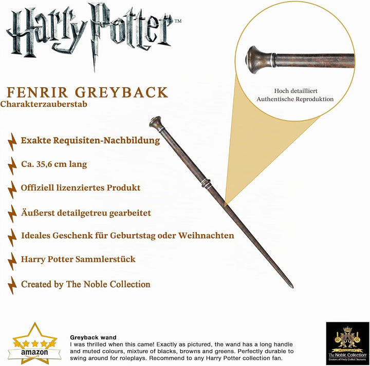 The Noble Collection - Fenrir Greyback Character Wand - 14in (35cm) Wizarding World Wand with Name T